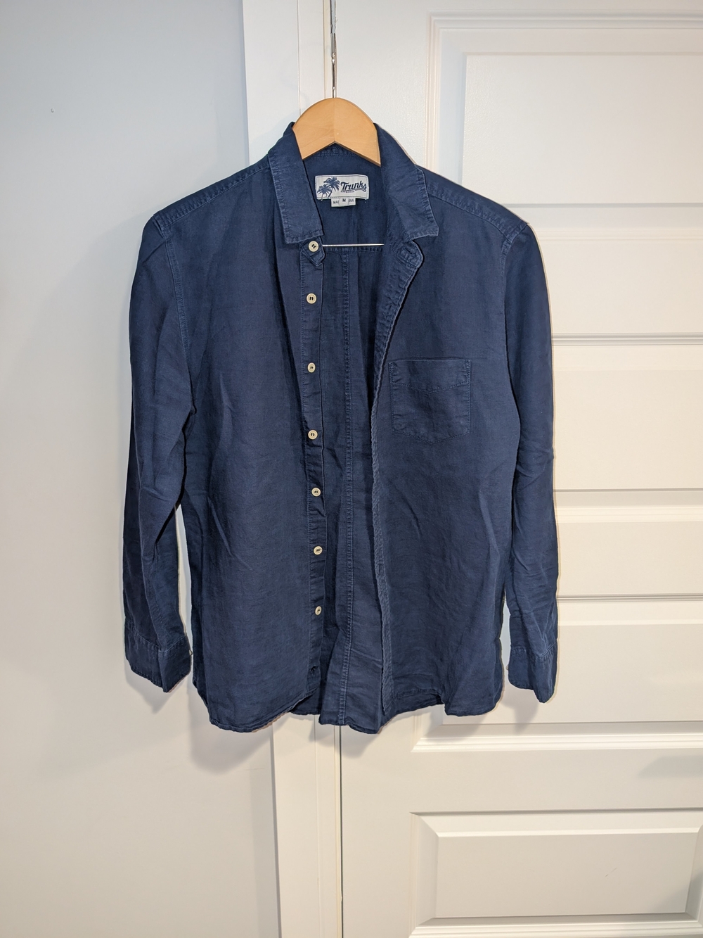 Men's Navy Blue Long Sleeve Button Up Shirt